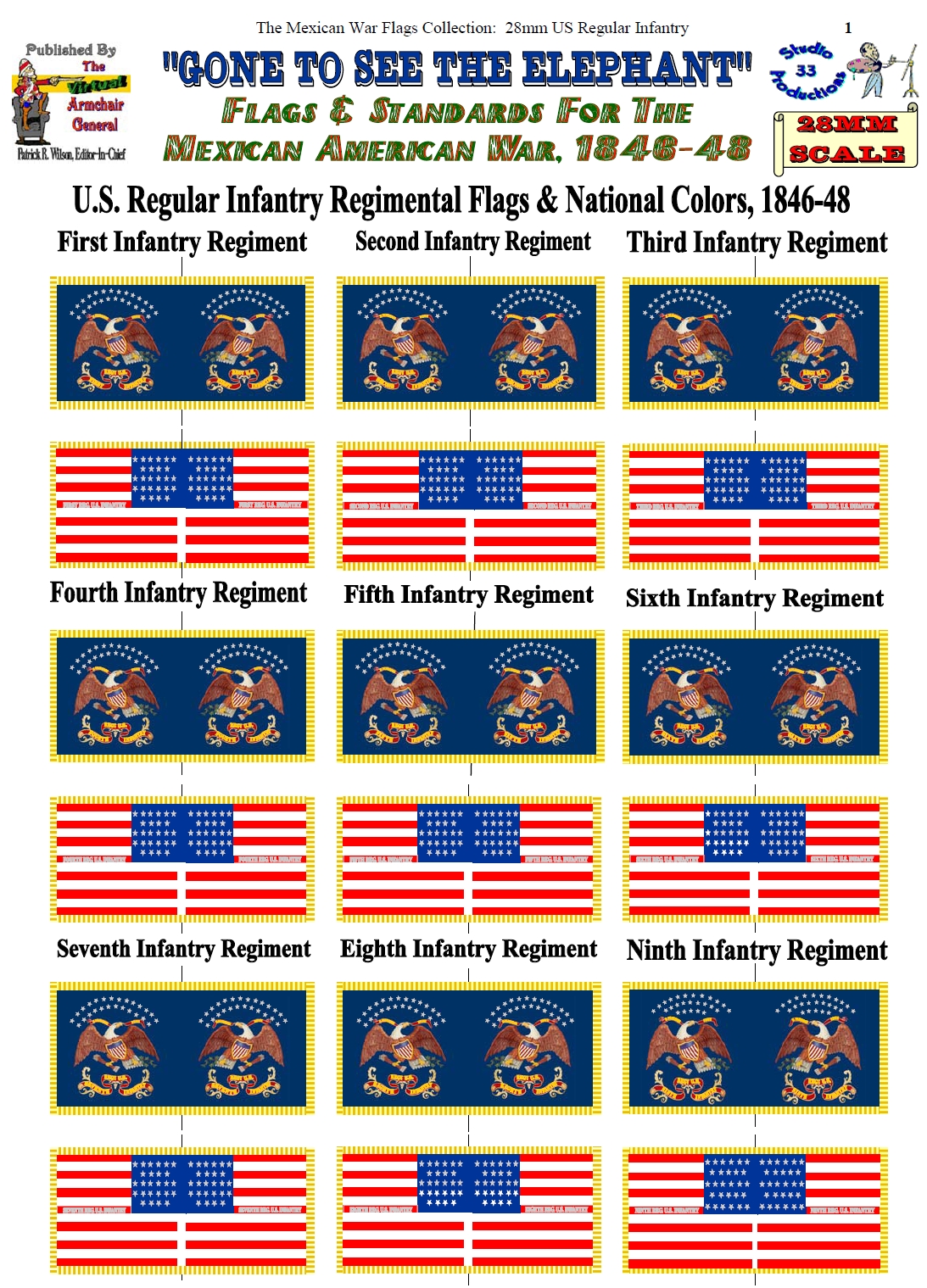 US Infantry Regimental & National Colors (28mm)